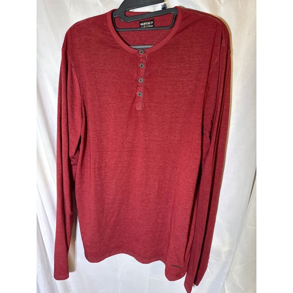 Buffalo David Bitton Men's Kaduk Long-Sleeve T-shirt, Cranberry, Size M, NWT - Picture 2 of 5